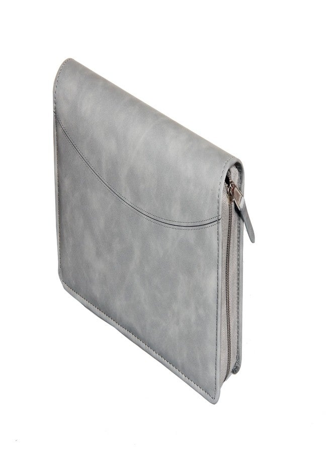 Sukeshcraft Multiple Cheque Book Holder | Original PU Holds Upto 8 Cheque Books, Locker Key Hook, 2 Photo Slots, 1 Pin-Sim Slot, 13 Credit/Debit Card Slots with Matching Zipper (PU -2Tone Grey - Image 1